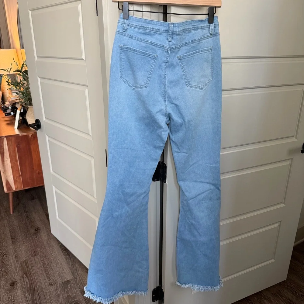 Swank A Posh Super High Waisted Slit Distressed Bell Bottoms - Picture 4 of 8